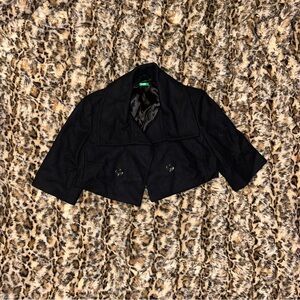 Italian Black Wool Cropped Jacket